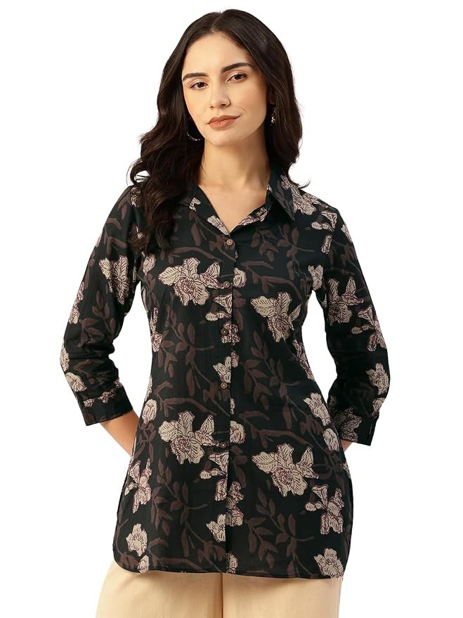 Classic collared cotton shirt with 3/4 sleeve for a timeless casual look - Image 3